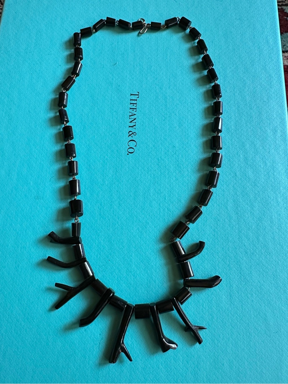 Vintage Genuine Black Coral 14k Gold Necklace